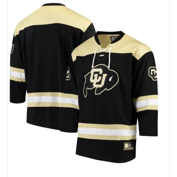 Colorado Buffaloes Hockey Jersey Sewn CU Buffs Colosseum Black Gold Mens XL - Picture 1 of 10
